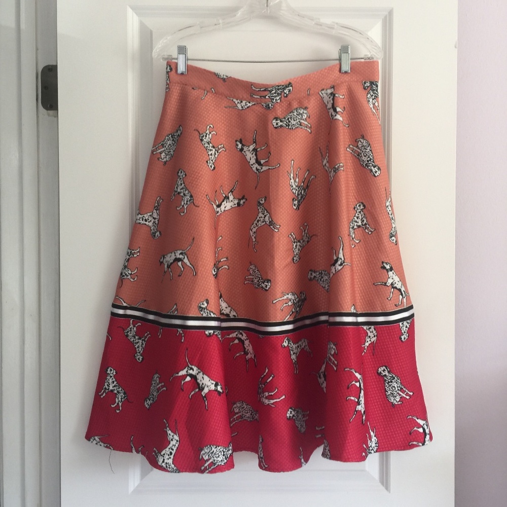 Pink anthropologie dalmatian poodle skirt
